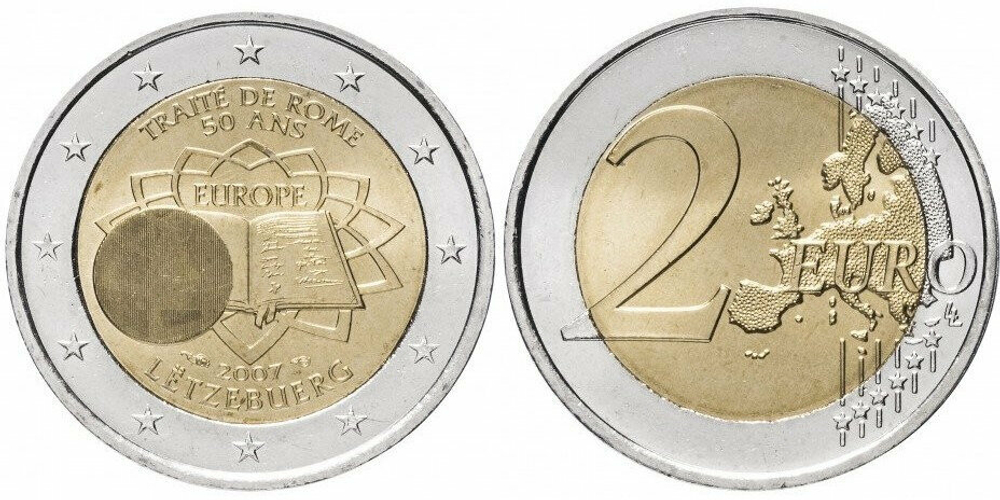 Люксембург 2 евро, 2007 50 лет подписанию Римского договора aUNC