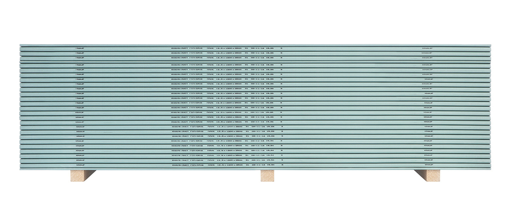 Гипсокартон ГКЛВО Knauf ГСП-DFН2 ПЛУК влагоогнестойкий 2500х1200х12,5 мм