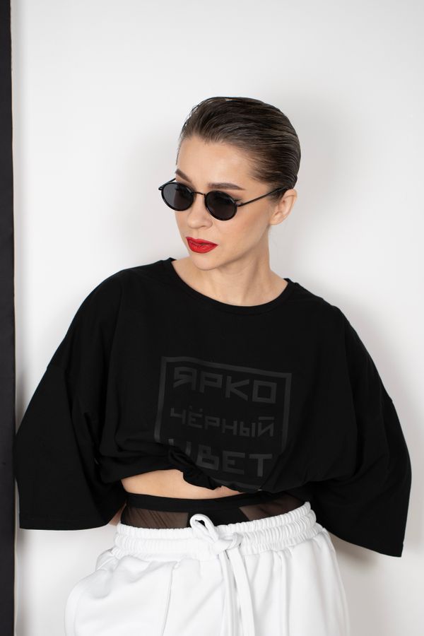 Футболка оверсайз(унисекс) плотная «ЯРКО ЧЁРНЫЙ»