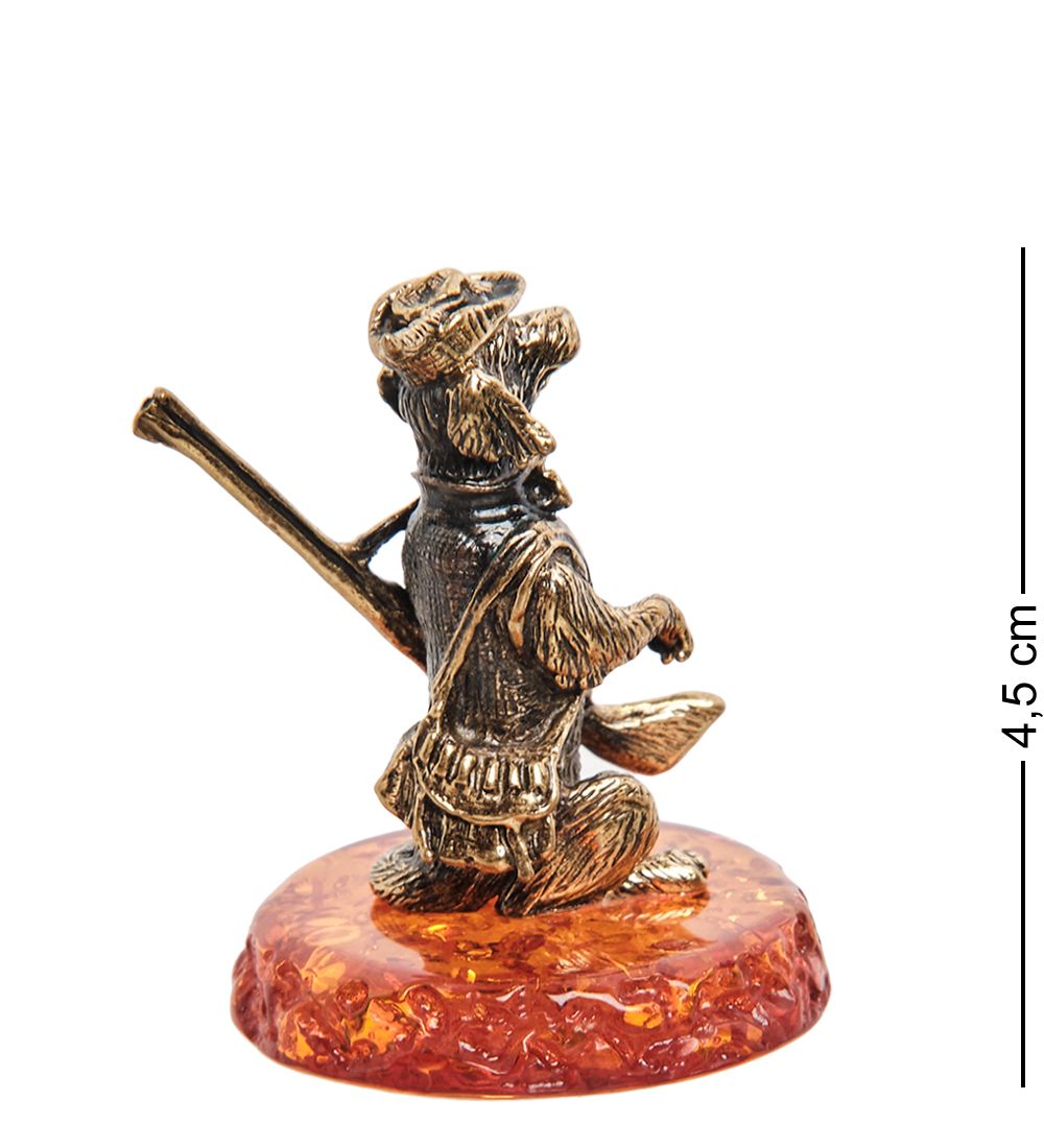AM-1924 Фигурка «Собака Охотник с ружьем» (латунь, янтарь)