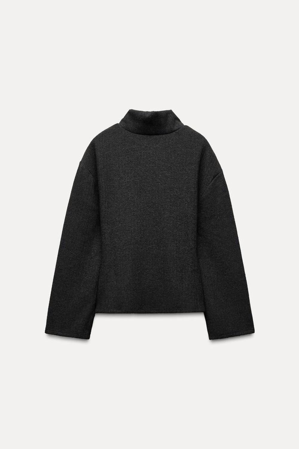 ZARA МЯГКИЙ ТОП СО СКЛАДКАМИ, СЕРЫЙ С МЕЛАНЖЕВЫМ ЭФФЕКТОМ