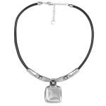 Колье Ciclon, Kubik, кожаное, со вставкой, CN-243802-00 (серебристый)