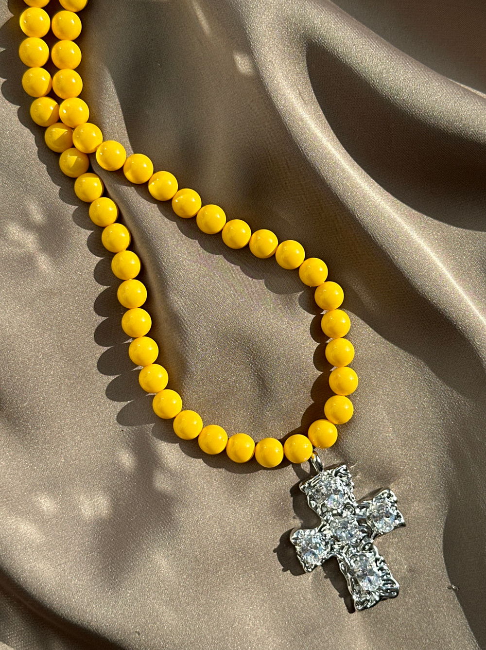 Нить бусин для украшений 8мм, "Майорка-Янтарь" (имитация)