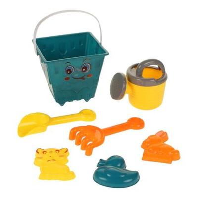 Набор для игры в песок (7предм.) ведро,лейка,совок,грабли,форм,сет.C394