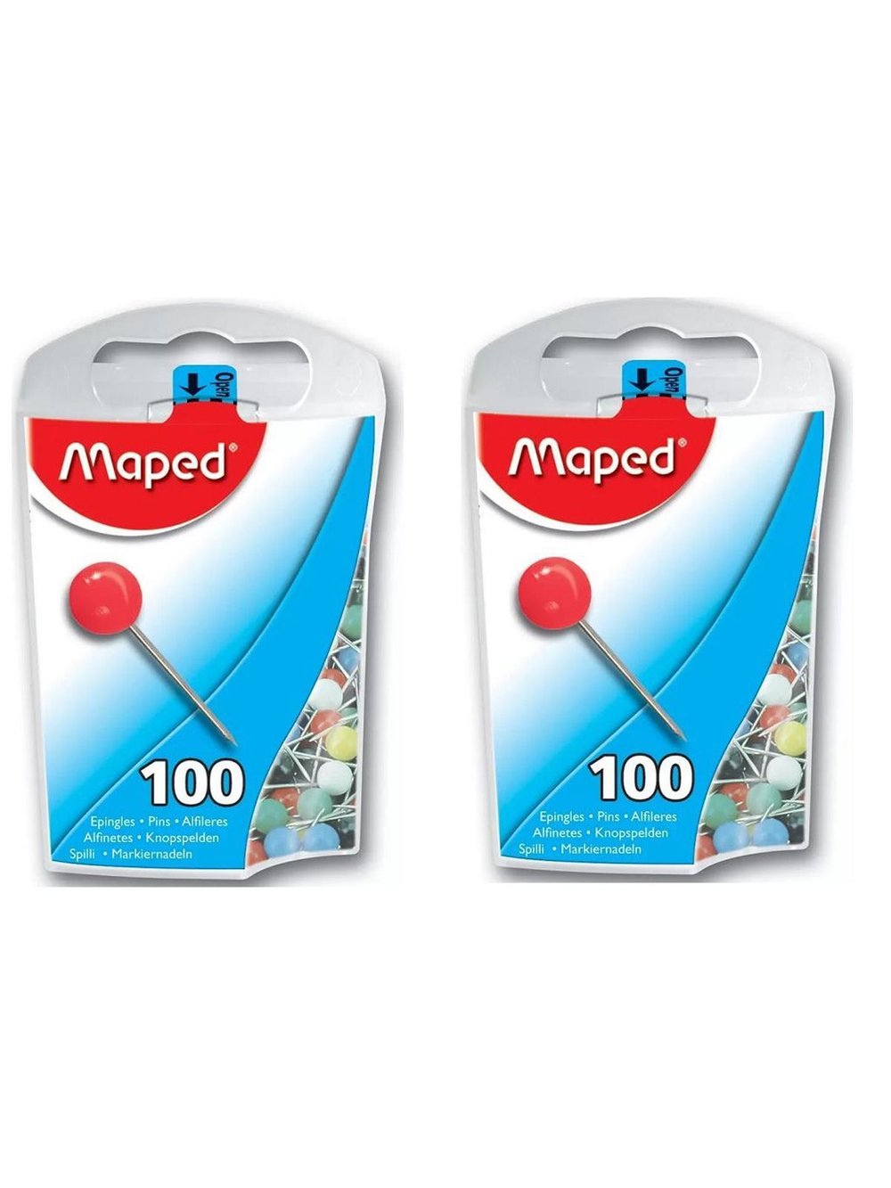 Булавки цветные, комплект 2 пачки по 100шт