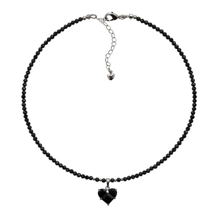 Чокер из Шпинели и Сердце с графичными фианитами, silver