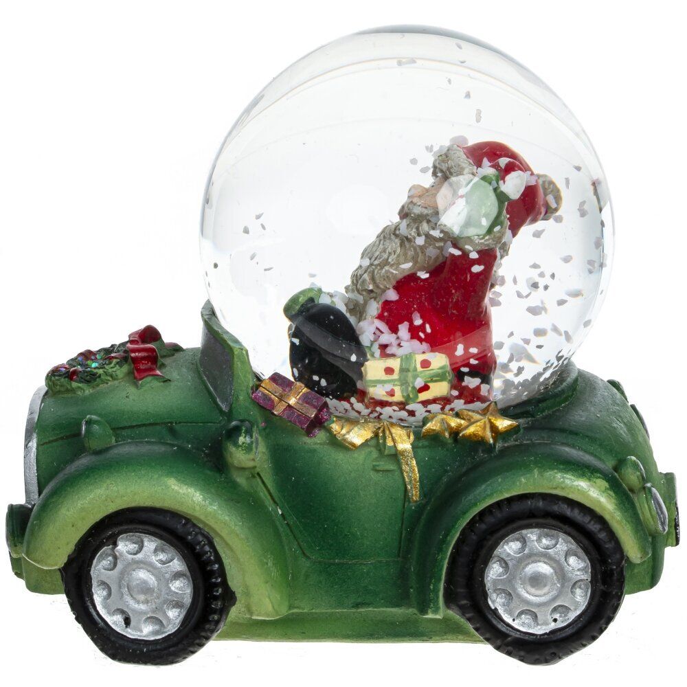 GAEM Фигурка декор в стекл шаре "Дед Мороз на машине", D 4.5 см, L7,5 W5 H7 см