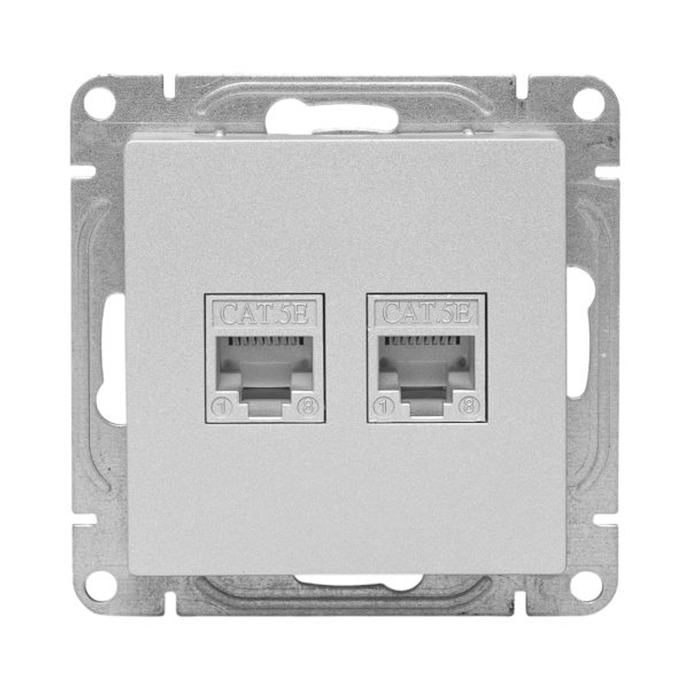 Механизм розетки RJ45 (cat6), алюминий Эпика EKF