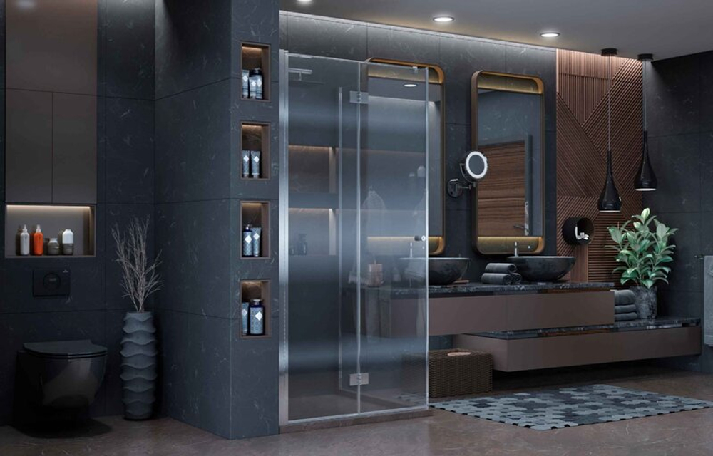Душевое ограждение Ambassador Diamond 12011105L (90х90х200) квадрат,хром,стекло прозрачное,распашная-складная,1 место