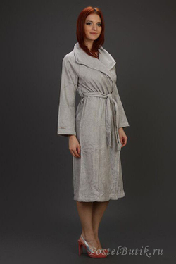 Элитный халат махровый Waterside серебряный от Hamam