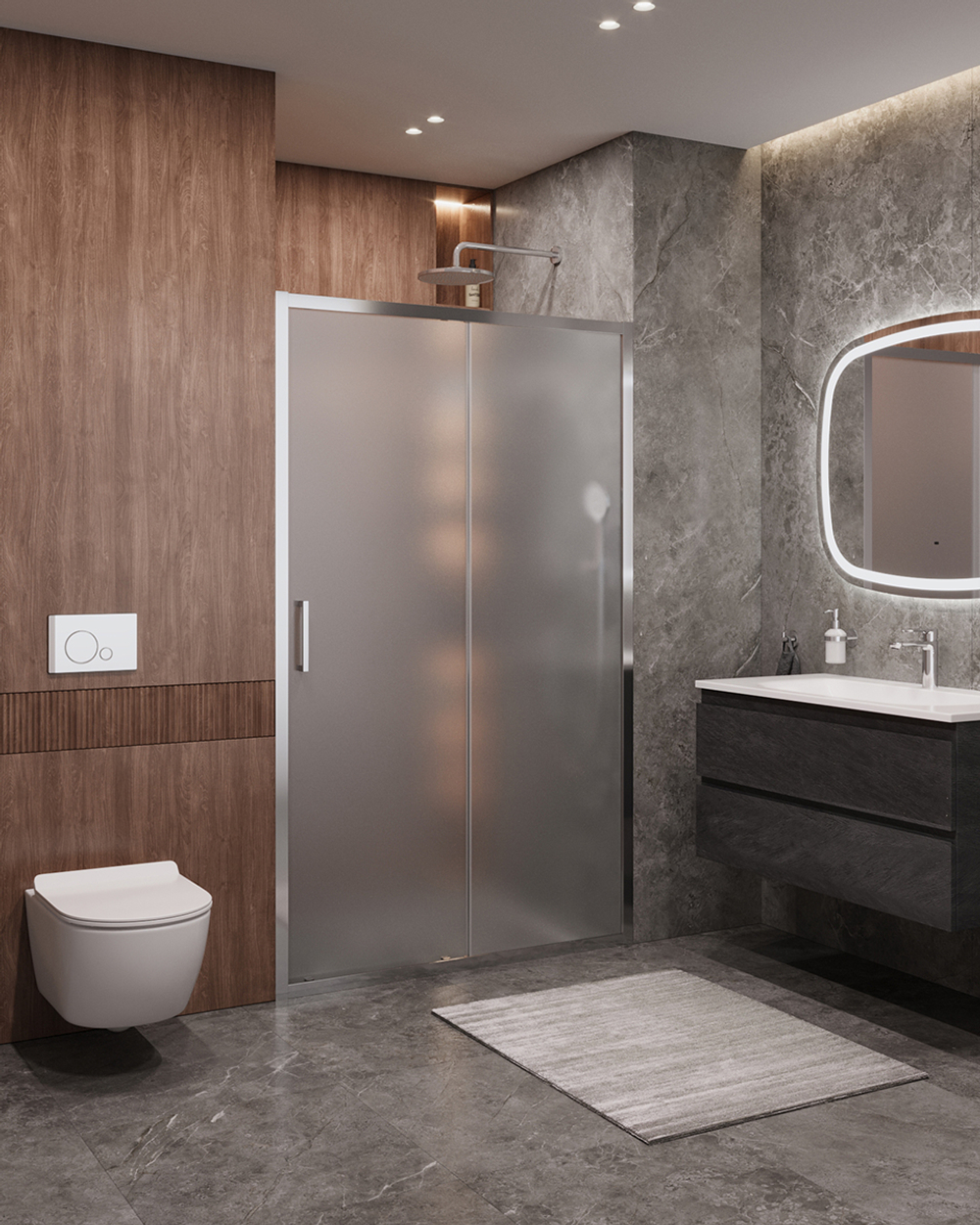 Душевая дверь Cezares MOLVENO-BF-1-130-P-Cr, 130х195, профиль хром, стекло Punto матовое