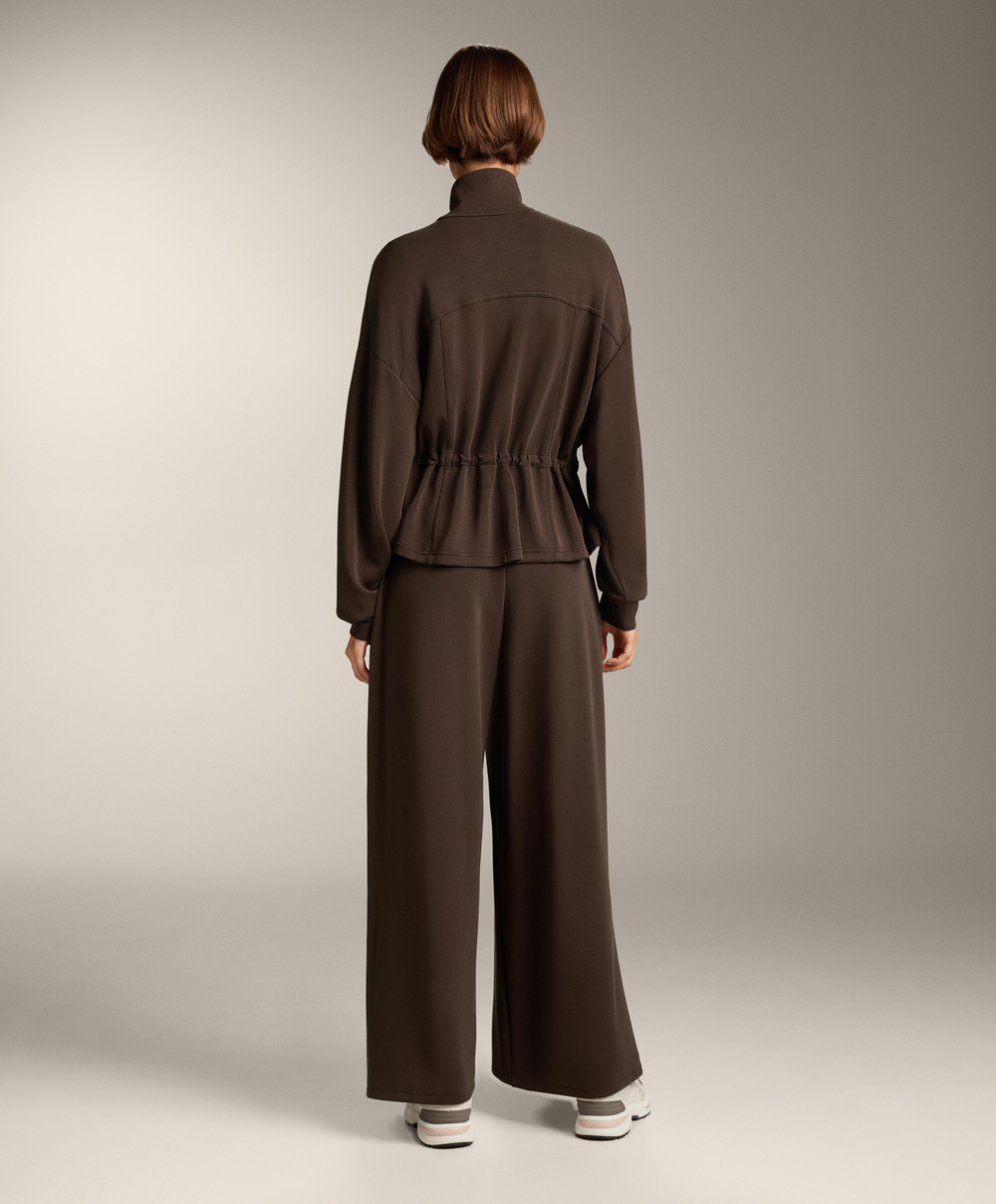 OYSHO Мягкие на ощупь брюки широкого кроя с модалом и складками по бокам, коричневый