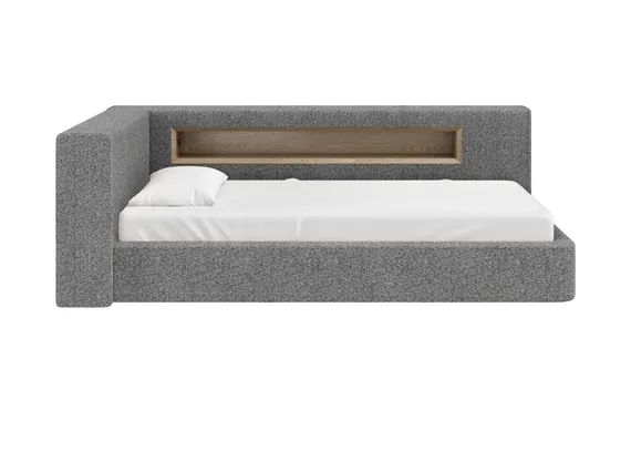 Диван-кровать Cube c нишей L (серый, рогожка)