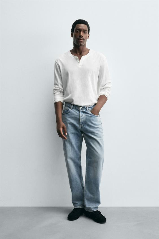 ZARA ДЖИНСЫ STRAIGHT FIT, ВЫЦВЕТШИЙ СИНИЙ
