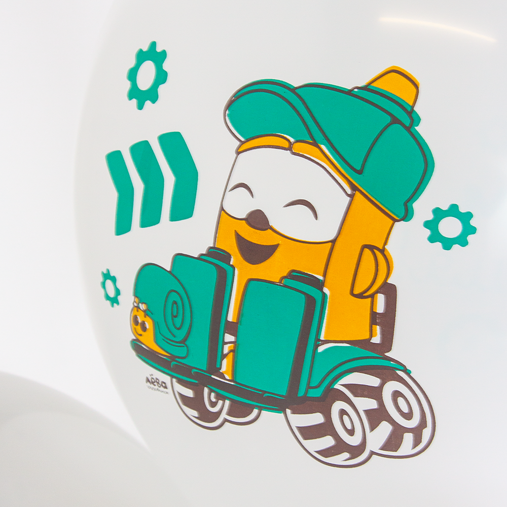 Шар (12''/30 см) Грузовичок Лёва, С Днем Рождения!, Белый (200), пастель, 2 ст, 25 шт.