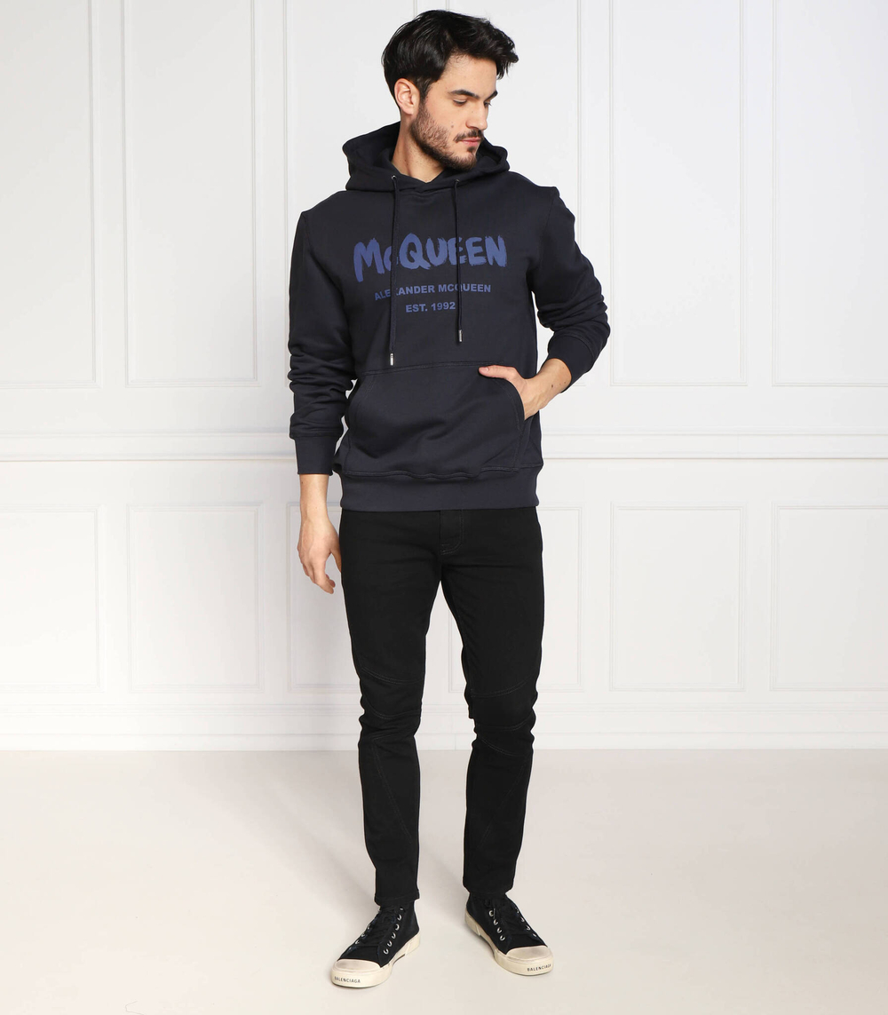 Худи graffiti prt Alexander McQueen - темно-синий(688715 QUZ81)