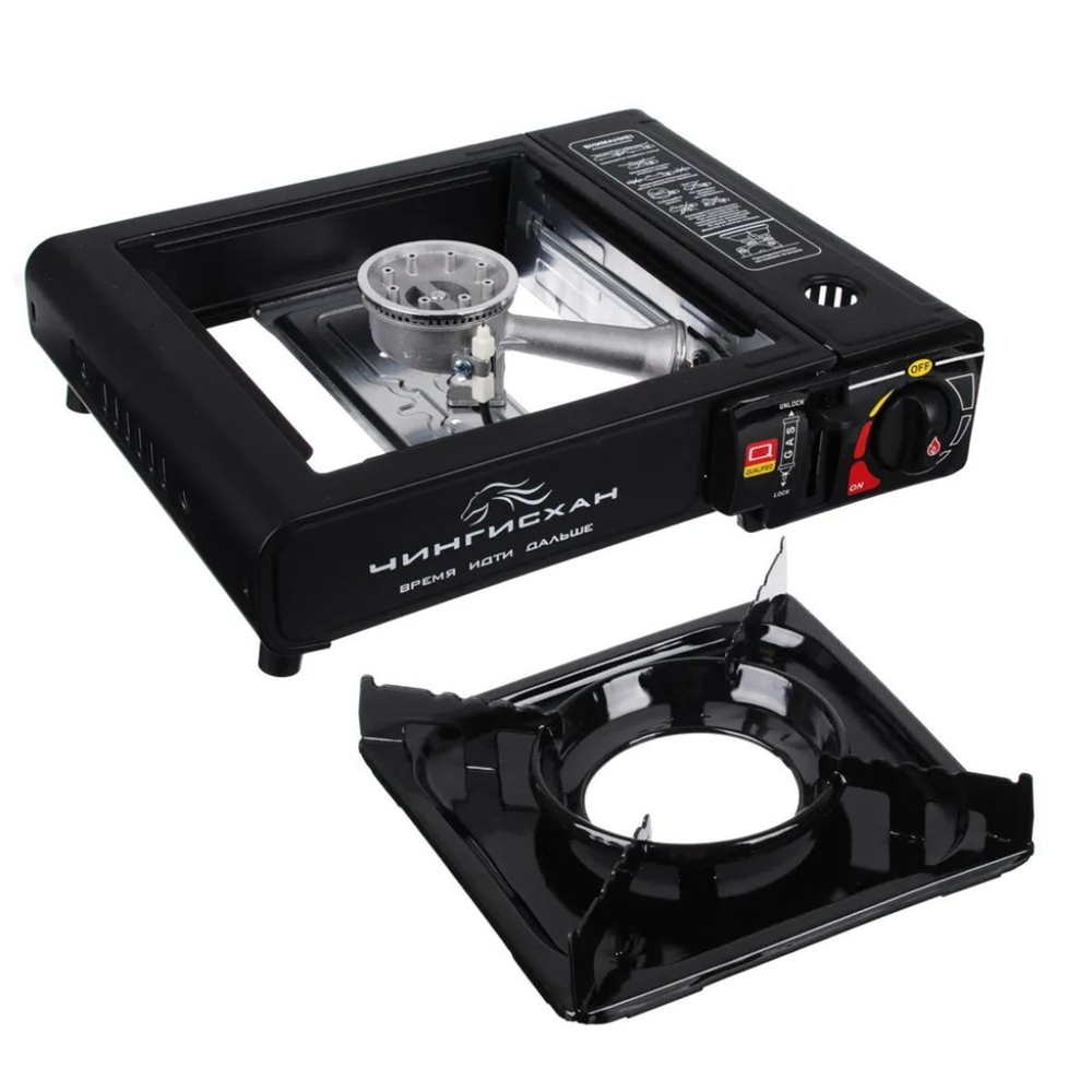 Плита газовая портативная, 1 конф, 34х26х9 см, для цанг баллонов, в кейсе, Чингисхан, 333520