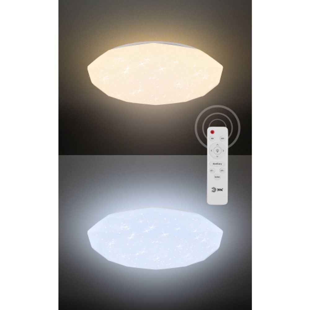 Светильник потолочный светодиодный ЭРА Классик с ДУ SPB-6-70-RC Sparkle 70Вт 3000-6500К 5950Лм | Светильники SPB-6 с ДУ