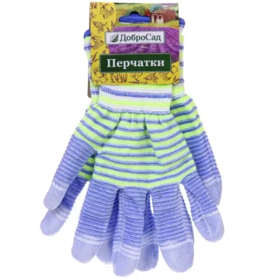Перчатки нейлоновые «Неон» с ПВХ покрытием облив пальцев, синии 8 р-р ДоброСад