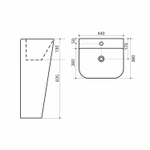 Умывальник-моноблок BASIS WAVE 440*380*835 ш*г*в, с хром переливом, белый, прямоуг
