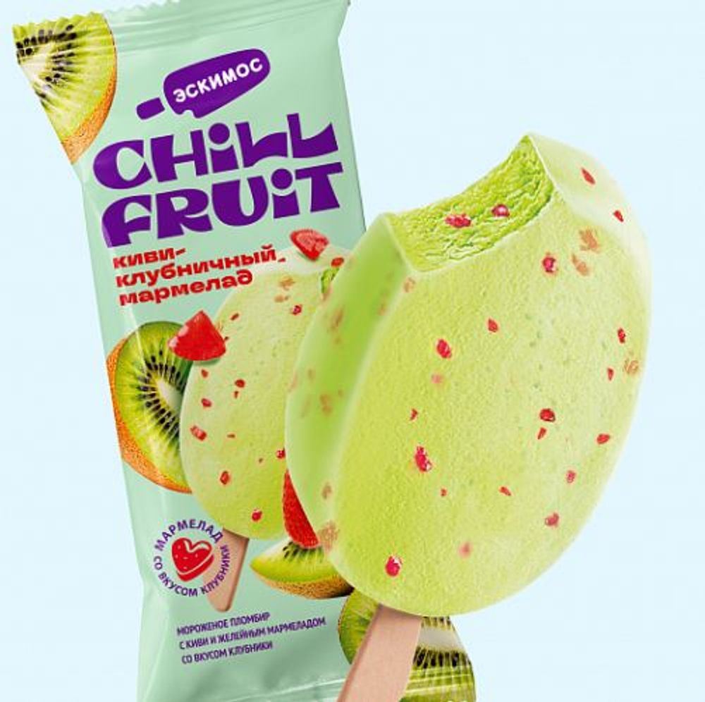 Мороженое эскимо "Chill Fruit" киви-клубн мармелад 65г