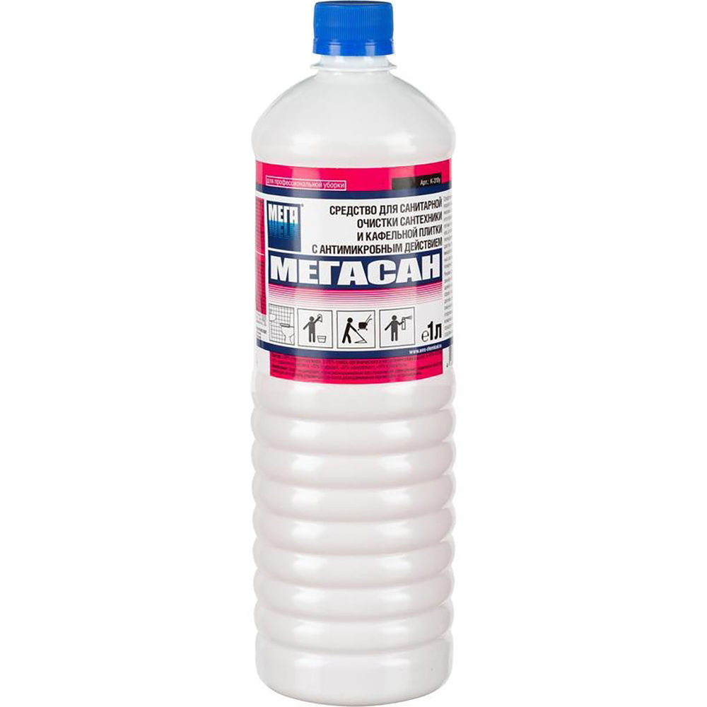 Средство для очистки и дезинфекции сантехники и плитки Мега Мегасан 1 л концентрат