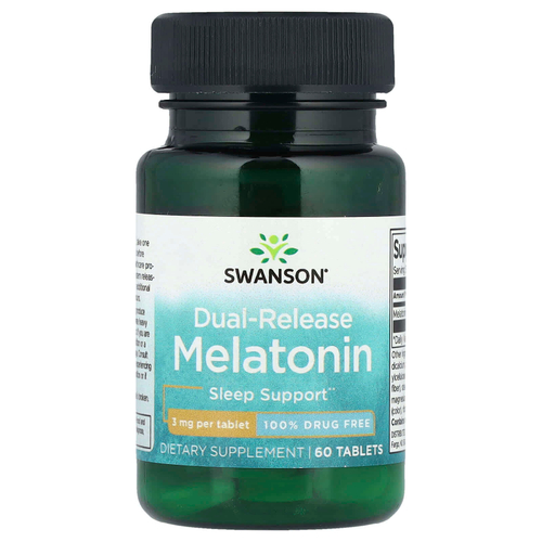 Swanson, мелатонин, двойное высвобождение, 3 мг, 60 таблеток