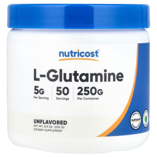 Nutricost, L-глютамин, без вкусовых добавок, 250 г (8,9 унции)