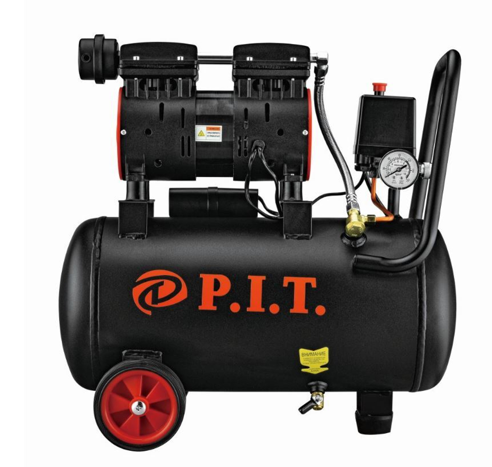 Компрессор PAC24-C1 (0,6кВт, 110 л/мин, 8бар, 24л, 2 цил, 1 вых, пр.привод, безмасл) P.I.T.