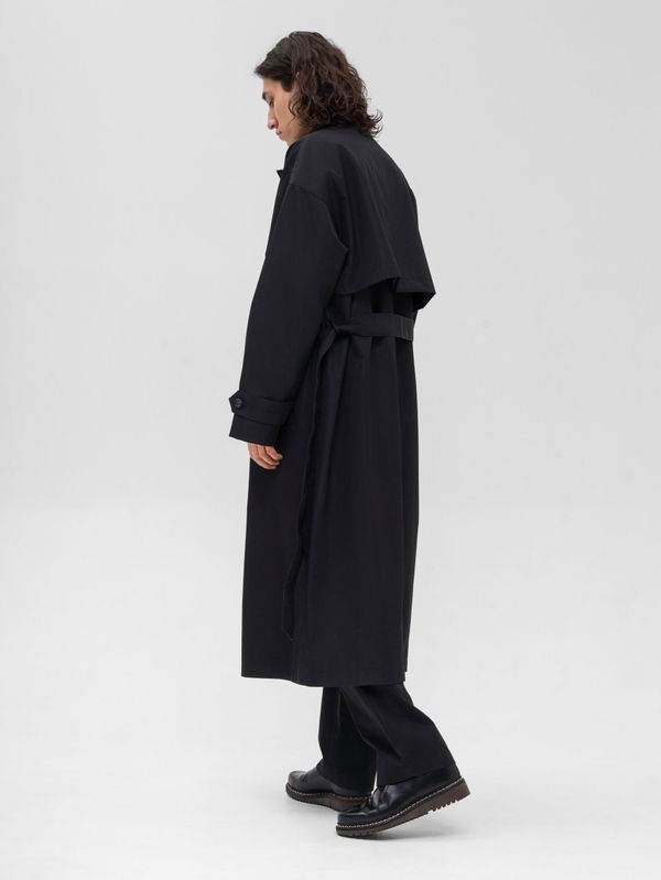 Плащ Длинный Мужской Черный - фото 3