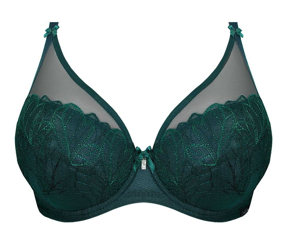 Бюстгальтер пуш-ап Emily с вышивкой (Размер: 75D) (Цвет: изумрудный)