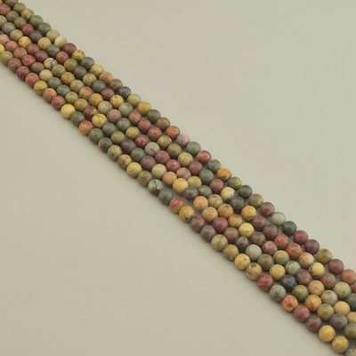 Нитка Яшма 38 см. 6,5 мм. (Без замка) - Коричневая