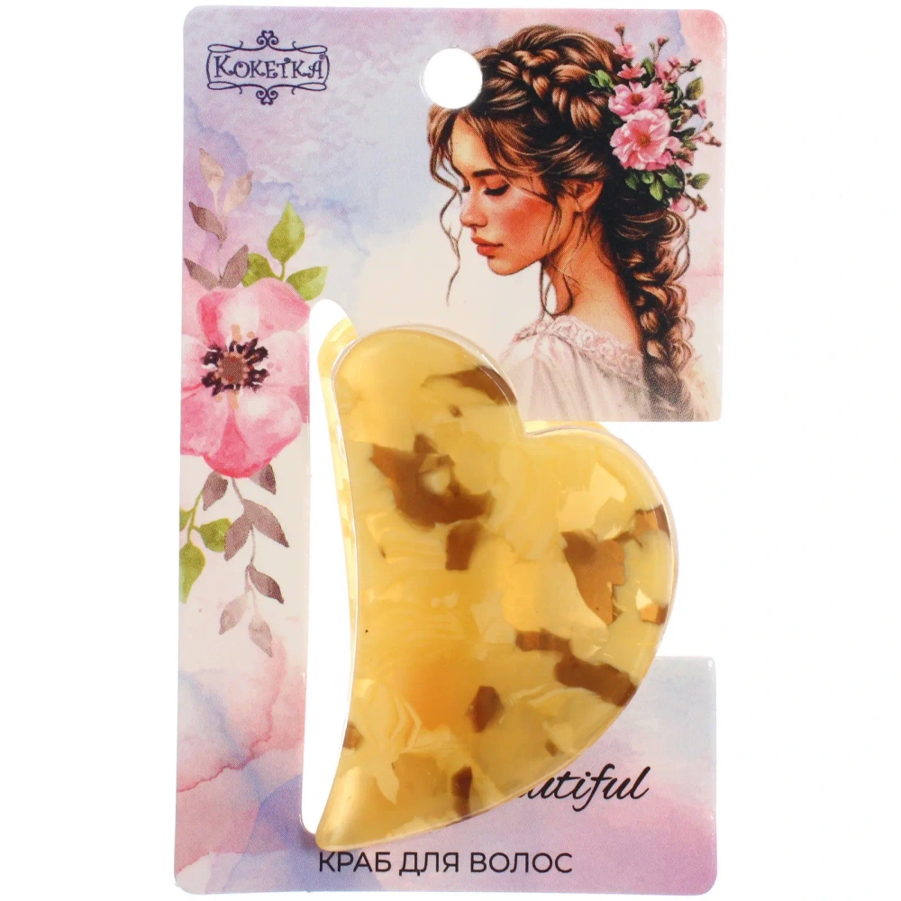 Заколка - краб для волос «AKS-EMPIRE», сердце, цвет микс 6 цветов, 4,5*3см