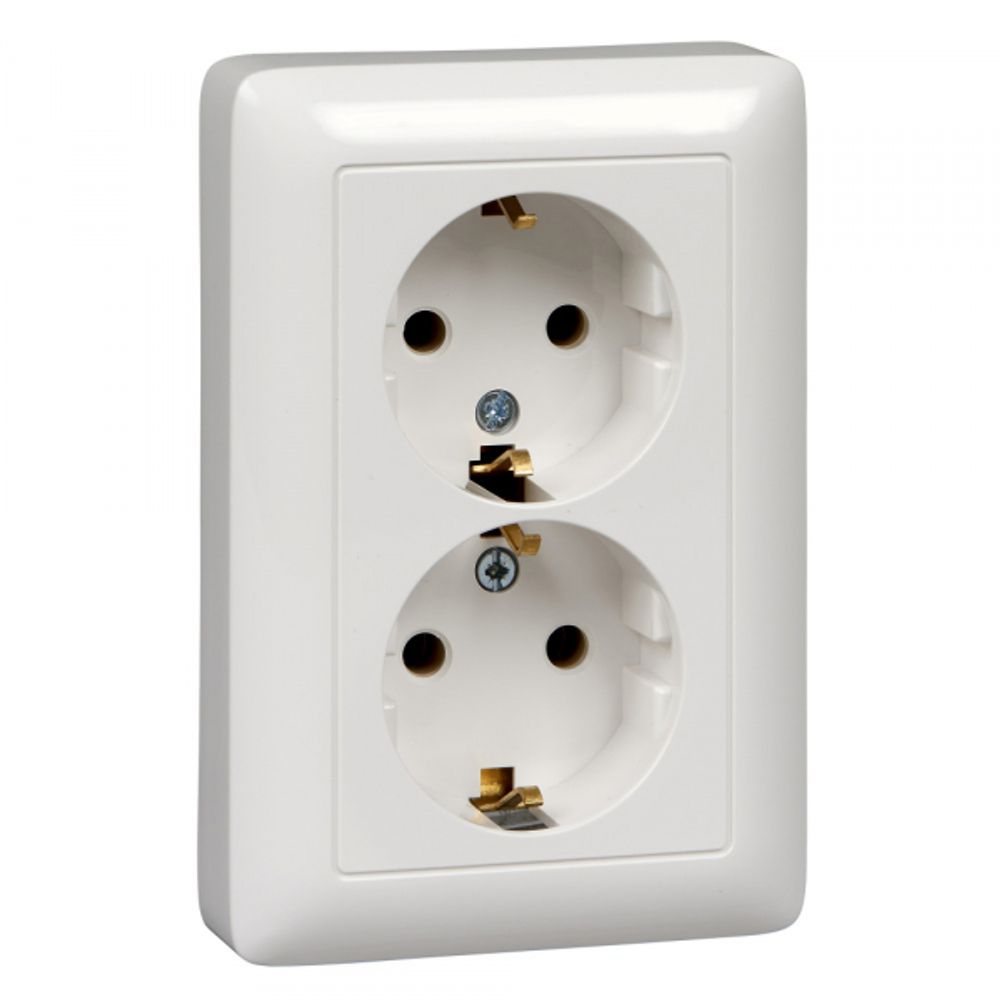 Schneider Electric Хит Белый Розетка 2-местная с зазем.контактами без шторок 16А 250В, IP20 скрытая установка (аналог- RS16-232-B)