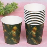 Стакан бумажный 0,2л в наборе 10 шт «Хвойная веточка», изумруд
