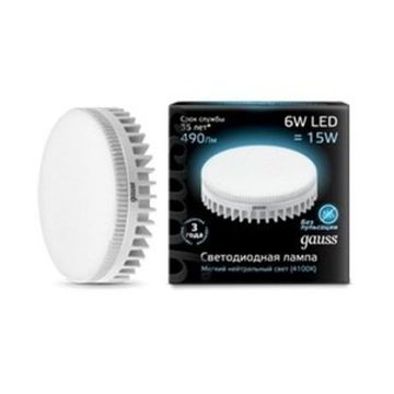 Лампа GX53 Gauss LED 6W 4100K AC220-240V 108008206