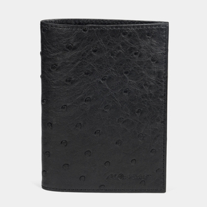 Обложка для паспорта и автодокументов Moscou Easy из натуральной кожи страуса, черного цвета