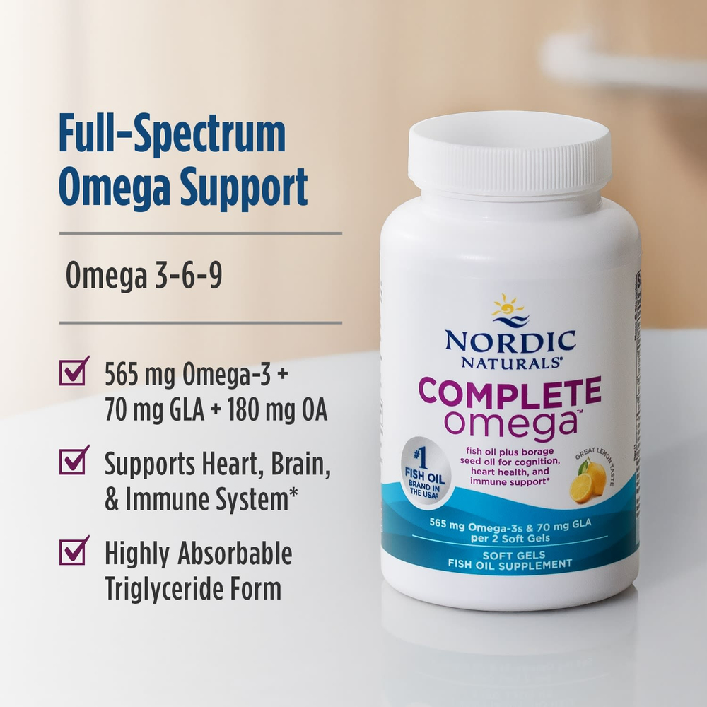Nordic Naturals, Complete Omega™, со вкусом лимона, 120 капсул