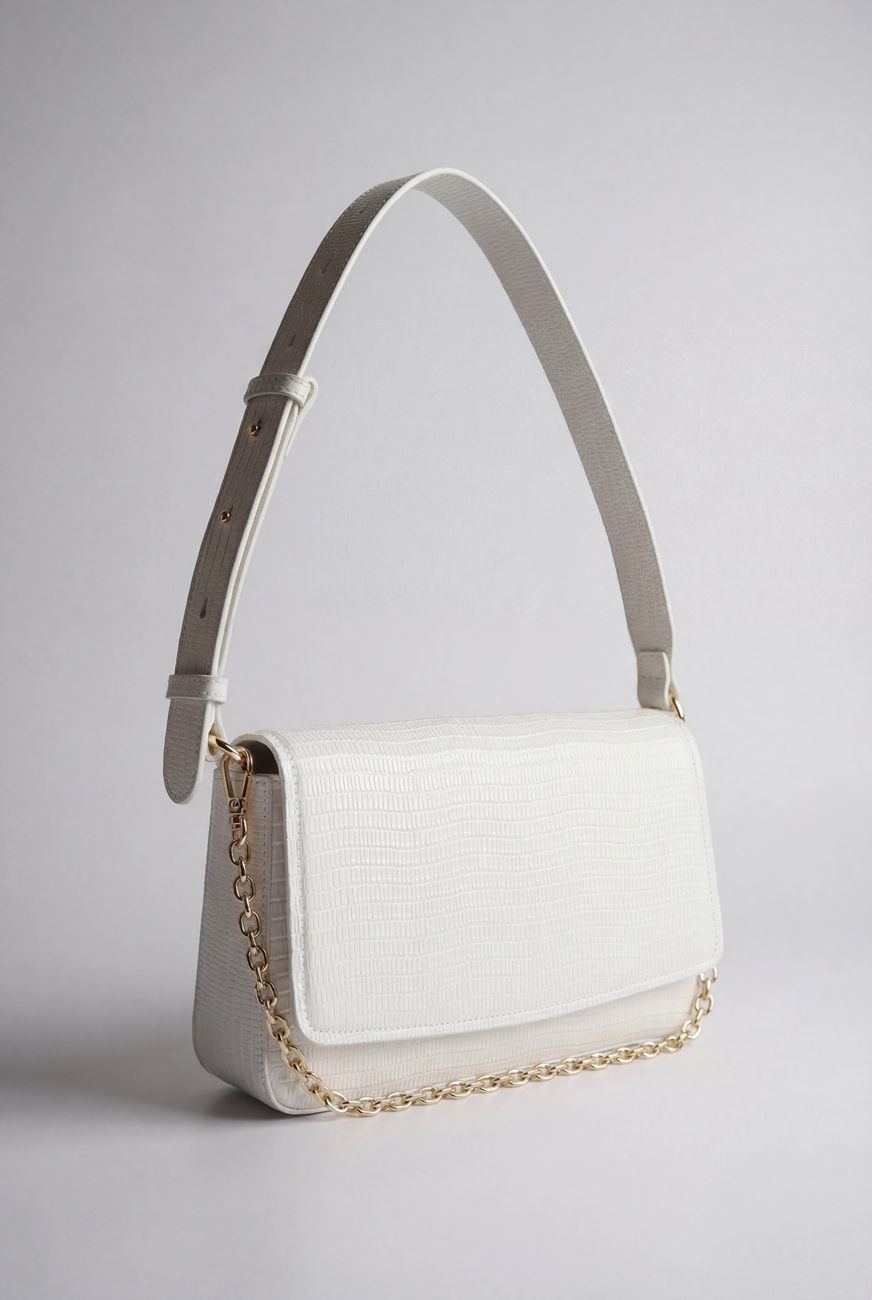 Сумка-кроссбоди из кожи под рептилию, белый