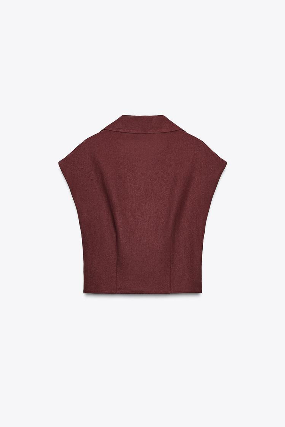 ZARA ТОП НА ЗАПÁХ ИЗ ЛЬНА, ГРАНАТОВЫЙ