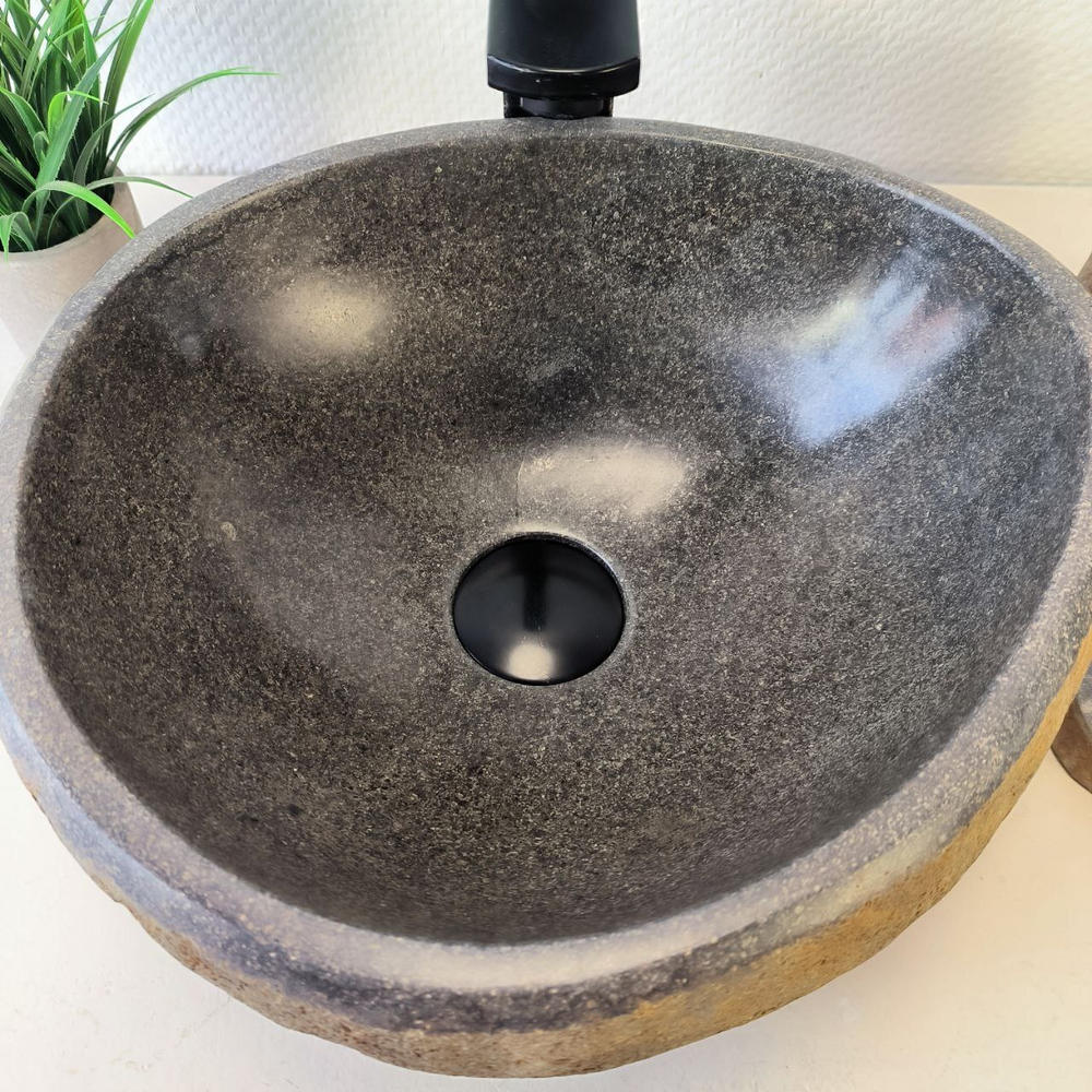 Раковина из речного камня RS-66030 36х32х15 из натурального камня