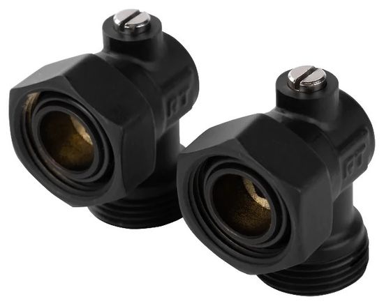 Узел угловой нижнего подключения раздельный Royal Thermo 3/4"x3/4" ЕК евроконус (набор черный)