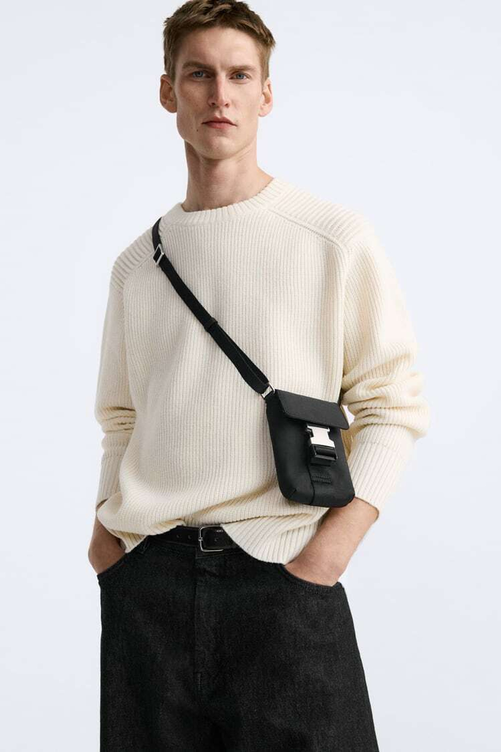 ZARA МИНИ-СУМКА С МЕТАЛЛИЧЕСКОЙ ЗАСТЕЖКОЙ, ЧЕРНЫЙ