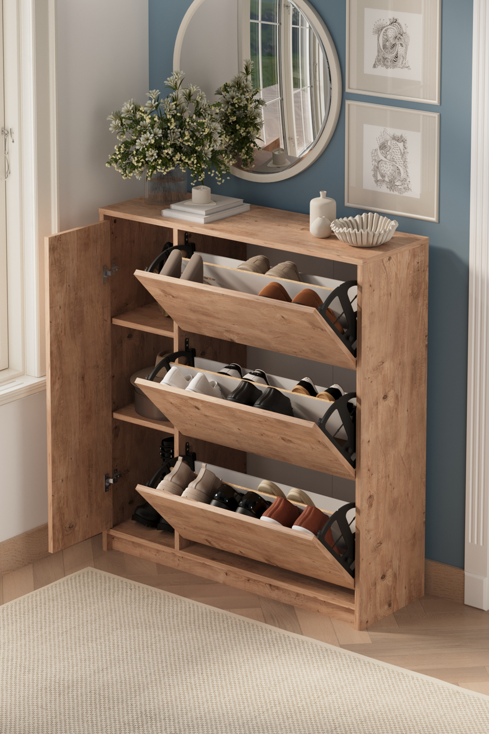 Стеллаж для обуви GIZEM - сосна