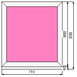 Пластиковое окно 800 х 750 ТермА Эко с глухой створкой