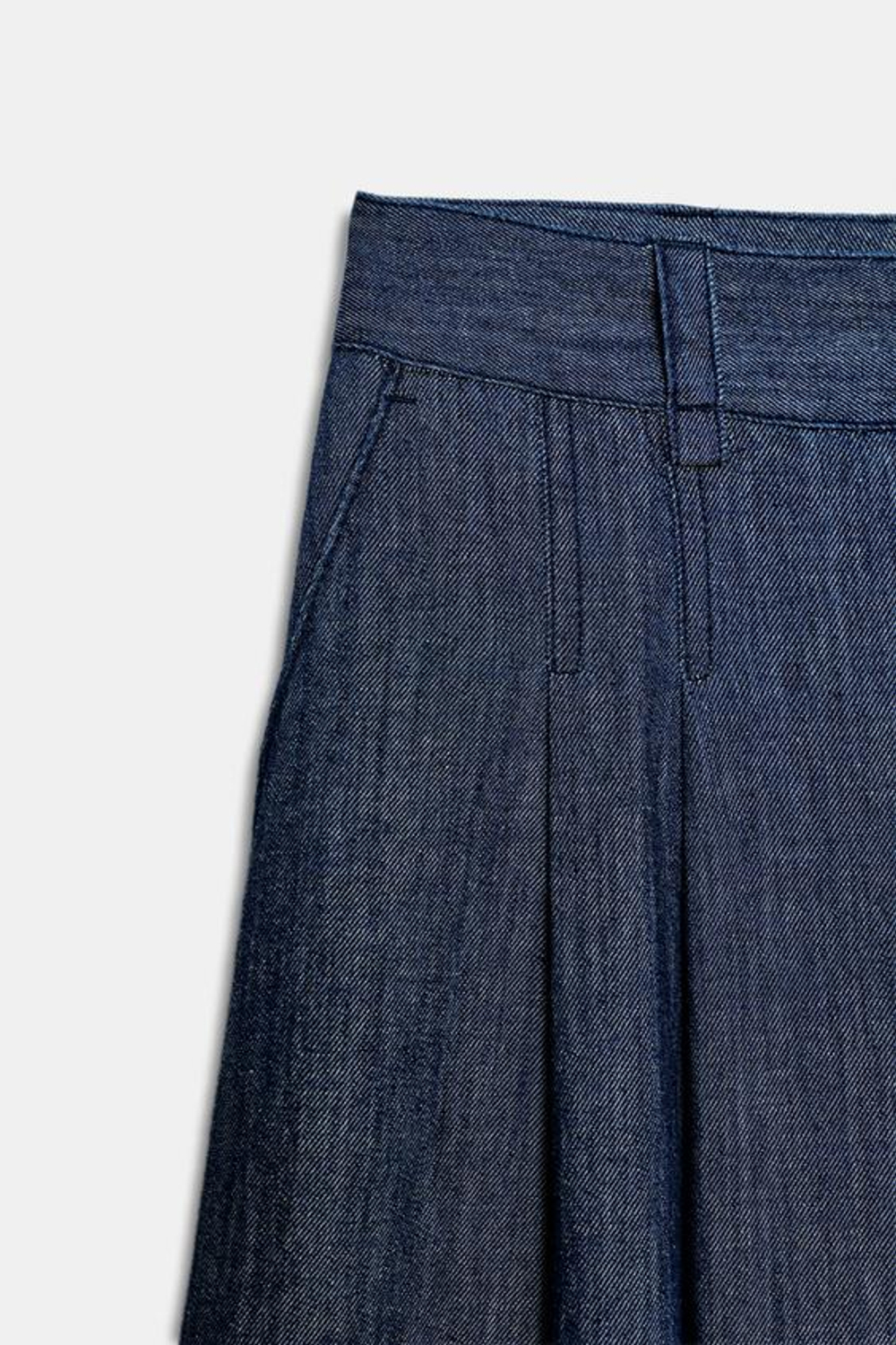 ZARA БРЮКИ-КЮЛОТЫ С ЗАЩИПАМИ, СИНИЙ