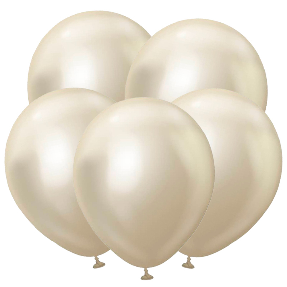 Т Метал 12 Зеркальные шары, Белое золото / Mirror White Gold / 50 шт. /, Латексный шар П