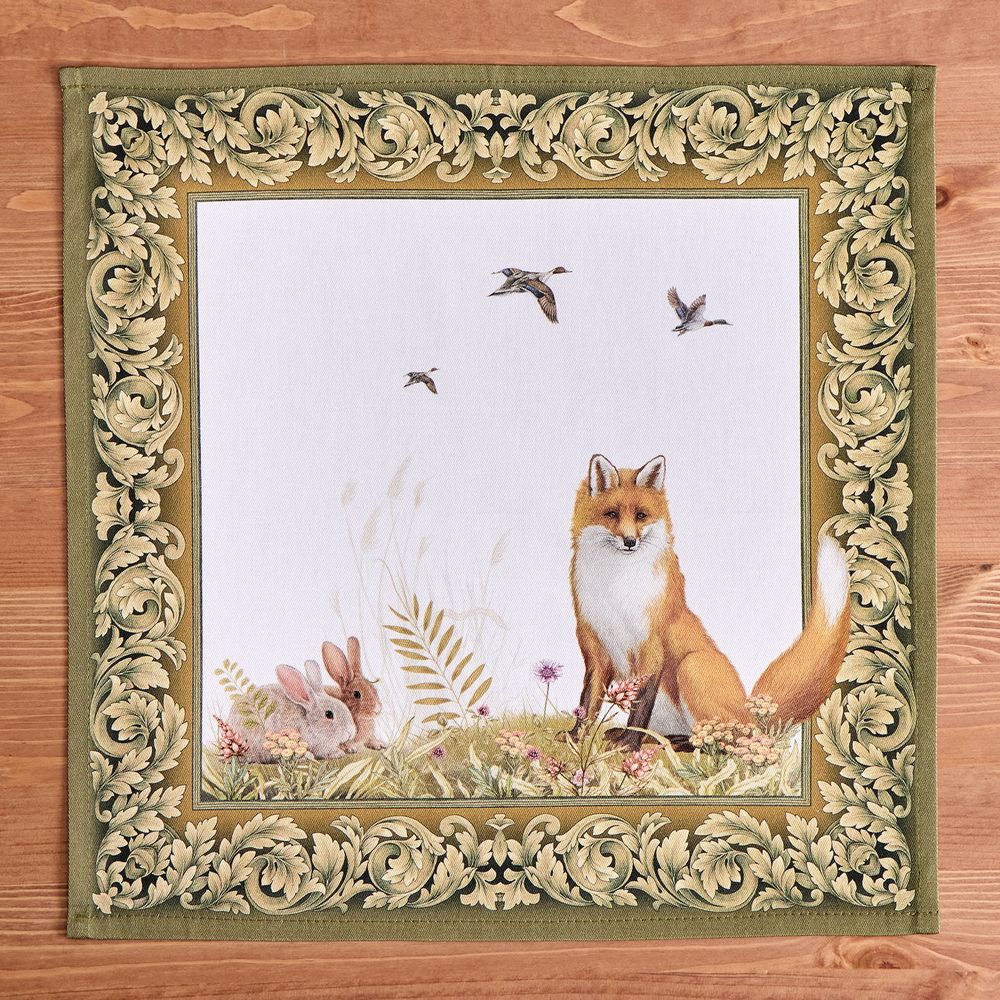 НАБОР САЛФЕТОК ИЗ 2-Х ШТ "ОХОТА" 40Х40СМ, ТВИЛ, 100% ХЛОПОК, ЛИСА