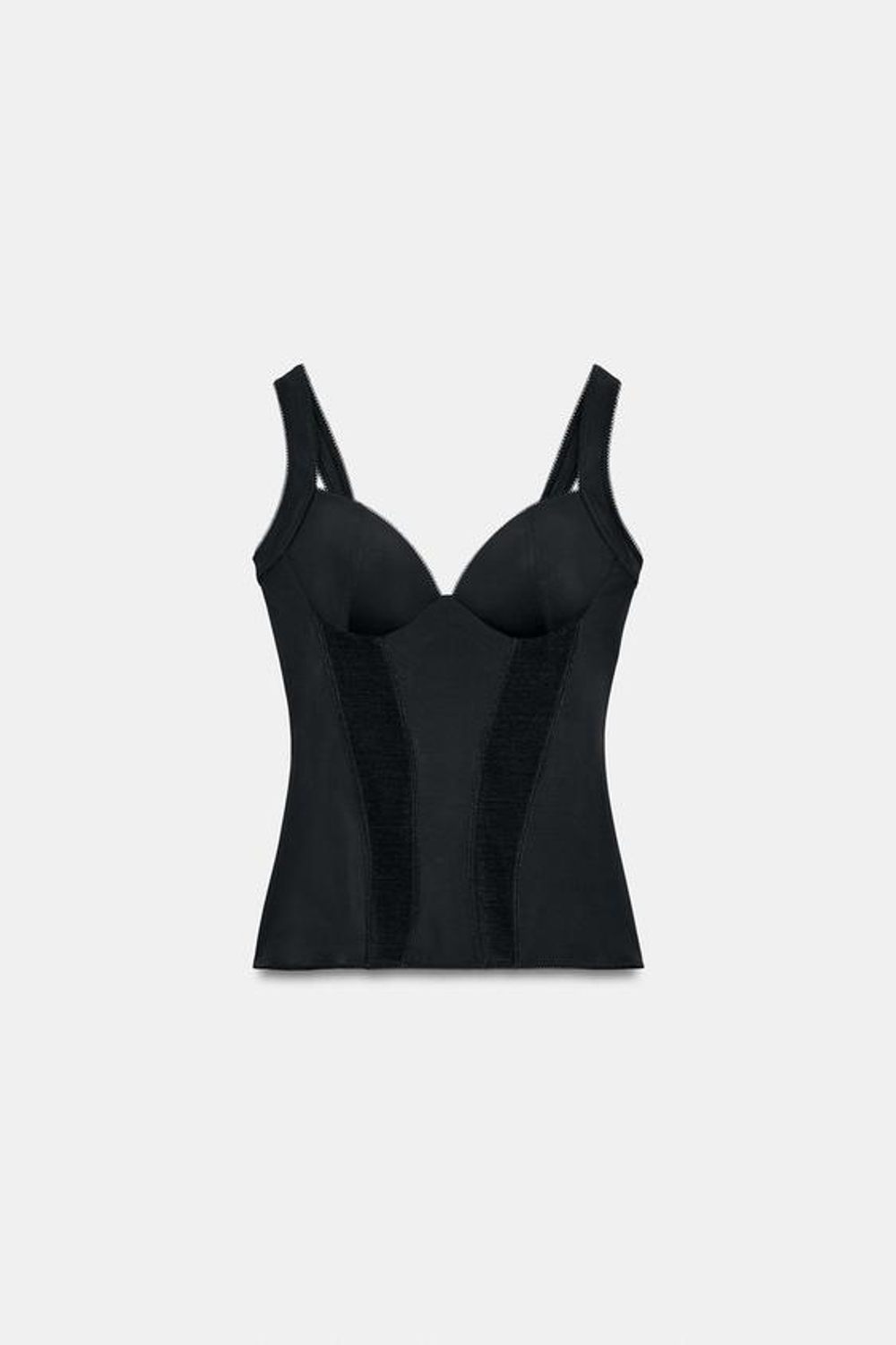 ZARA КОМБИНИРОВАННЫЙ ТОП ИЗ ПОЛИАМИДА, ЧЕРНЫЙ
