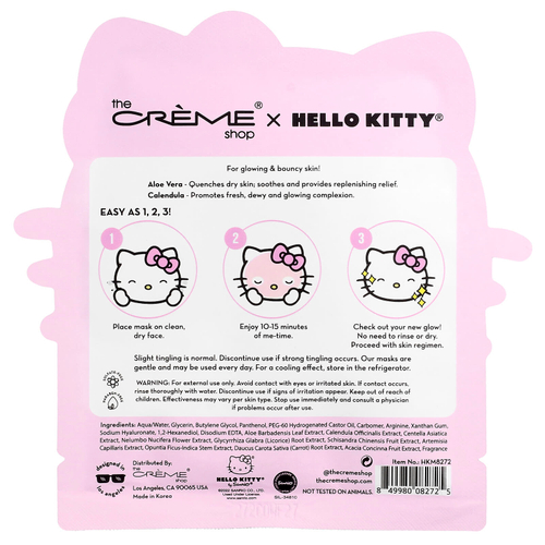 The Creme Shop, Hello Kitty®, готовый к сиянию!, тканевая маска с эссенцией, 1 шт., 25 г (0,88 унции)